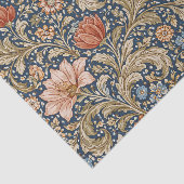 Antikes Marineblau-Blumenmuster Seidenpapier (Ausschnitt)