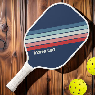 Antikes Marineblau gestreift mit Namen Pickleball Schläger