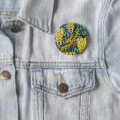 Antikes Marineblau-Vogel- und Gelb-Blumenmuster Button (Beispiel)