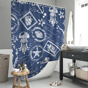 Antikes Marineblaues Meeressiegel Duschvorhang