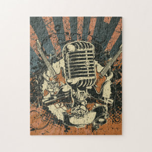 Antikes Mikrofon durch Musikbild Puzzle
