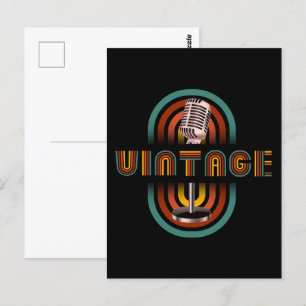 Antikes Mikrofon Musik Singen Postkarte