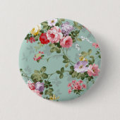 Antikes Mintgrün Blumenmuster Button (Vorderseite)