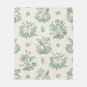 Antikes Mintgrün-Vogel-Toile-Blumenmuster Fleecedecke (Vorderseite)