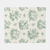 Antikes Mintgrün-Vogel-Toile-Blumenmuster Fleecedecke (Vorderseite (Horizontal))