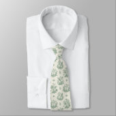 Antikes Mintgrün-Vogel-Toile-Blumenmuster Krawatte (Gebunden)