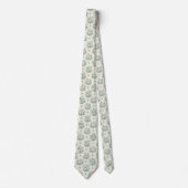Antikes Mintgrün-Vogel-Toile-Blumenmuster Krawatte (Vorderseite)