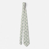 Antikes Mintgrün-Vogel-Toile-Blumenmuster Krawatte (Rückseite)