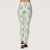 Antikes Mintgrün-Vogel-Toile-Blumenmuster Leggings (Rückseite)