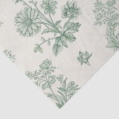 Antikes Mintgrün-Vogel-Toile-Blumenmuster Seidenpapier (Detail)
