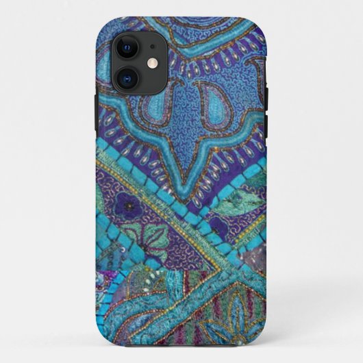 Antikes, mit Perlen besticktes Patchwork-Textil Case-Mate iPhone Hülle (Rückseite)