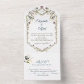 Antikes Monogramm Blumenranke All In One Einladung (Innen Boden)