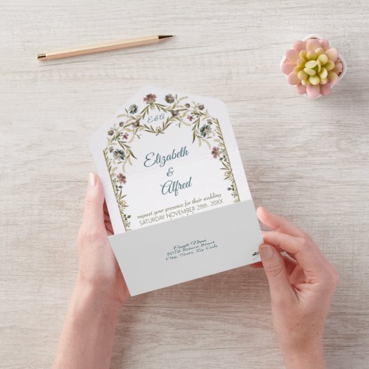 Antikes Monogramm Blumenranke All In One Einladung (Video)