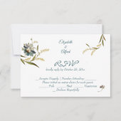 Antikes Monogramm Blumenranke RSVP Karte (Vorderseite)