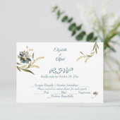 Antikes Monogramm Blumenranke RSVP Karte (Stehend Vorderseite)
