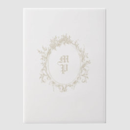 Antikes Monogramm Wreath Romantische Kalligrafie Pergament Einladungen