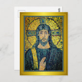 Antikes Mosaikbild Jesu Christi der Erlöser Postkarte (Vorne/Hinten)