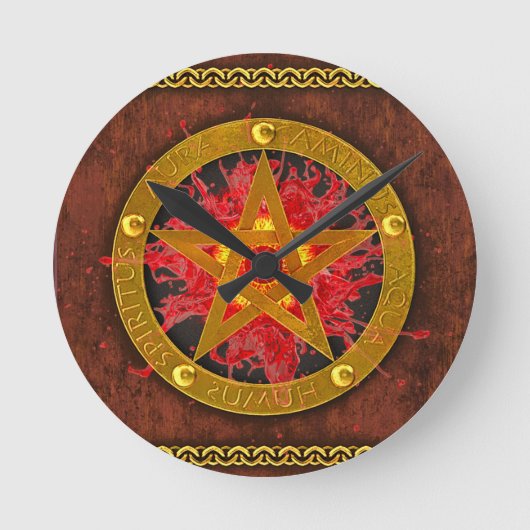 Antikes mystisches Zauber von magischen Zaubern un Runde Wanduhr (Vorderseite)