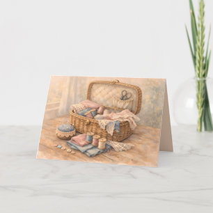 Antikes Nähkörbchen Landhausstil Pastell Karte