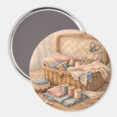Antikes Nähkörbchen Landhausstil Pastell Magnet (Vorderseite/Rückseite)