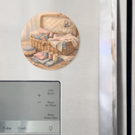 Antikes Nähkörbchen Landhausstil Pastell Magnet (In Situ (Kühlschrank))