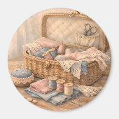 Antikes Nähkörbchen Landhausstil Pastell Magnet (Vorne)