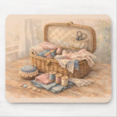 Antikes Nähkörbchen Landhausstil Pastell Mousepad (Vorne)