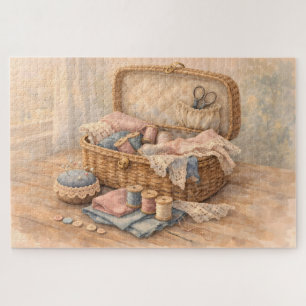 Antikes Nähkörbchen Landhausstil Pastell Puzzle