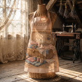 Antikes Nähkörbchen Landhausstil Pastell Schürze