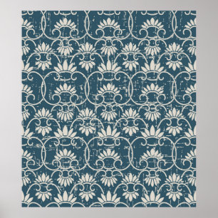 Antikes Nahtloses Retro abgenutztes HintergrundRet Poster