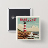 Antikes Nantucket Massachusetts Button (Vorne & Hinten)