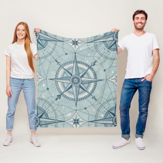 Antikes nautisches Kompassrosenmuster Fleecedecke (Beispiel)