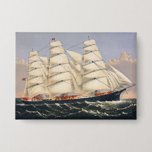 Antikes nautisches Segelschiff Currier & Ives Button
