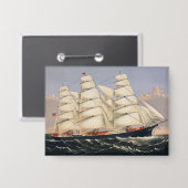 Antikes nautisches Segelschiff Currier & Ives Button (Vorderseite/Rückseite)
