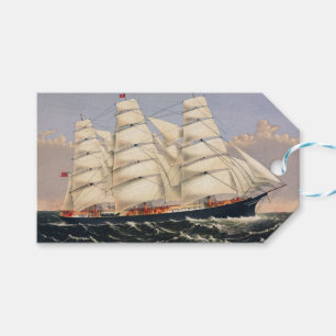 Antikes nautisches Segelschiff Currier & Ives Geschenkanhänger
