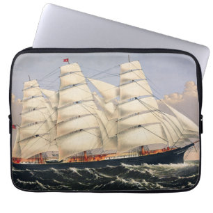 Antikes nautisches Segelschiff Currier & Ives Laptopschutzhülle