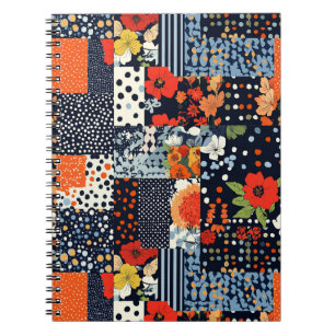 Antikes Navy-Korallen-Blumen-Patchwork-Quilt Notizblock