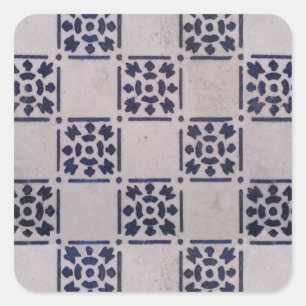 Antikes Niederländisches Delft Blau-Weiß-Muster Fl Quadratischer Aufkleber