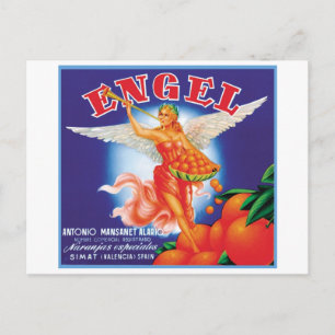 Antikes Obstkistenetikett von Engel Postkarte
