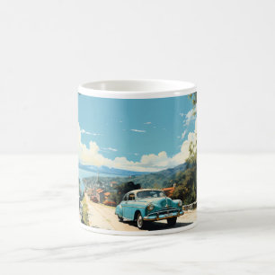 Antikes Ölbild von altem Auto Kaffeetasse