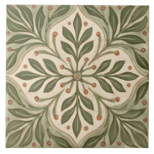 Antikes Olivenzweig-Blumenkreuz-Motiv Fliese