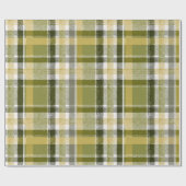Antikes Olivgrün Rustikales Karo Karomuster Geschenkpapier (Flach)