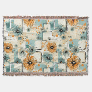 Antikes Orange Blau Botanisches Florales Creme Decke