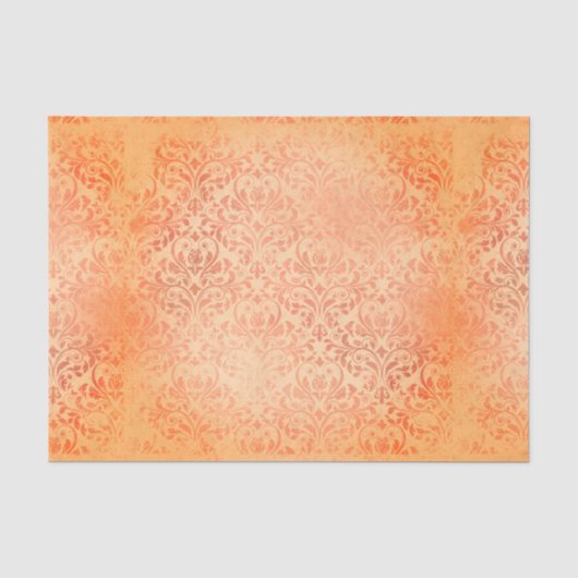 Antikes Orange Damast Seidenpapier (Vorderseite)