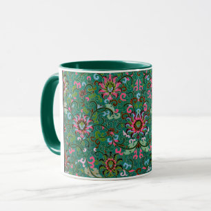 Antikes orientalisches Blumenmuster, grün, rosa br Tasse