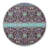 Antikes orientalisches Blumenmuster lila braun aqu Keramikknauf (Vorderseite)