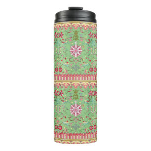 Antikes orientalisches Blumenmuster rosa grün gelb Thermosbecher