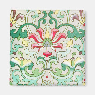 Antikes orientalisches Blumenmuster Türkis Rot Cre Magnet