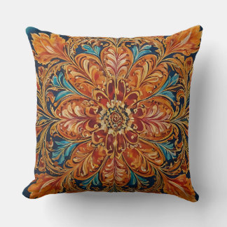 Antikes Ornament Gold & Blau Kissen