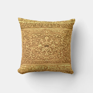 Antikes ornamentales goldenes Blumenmuster Kissen